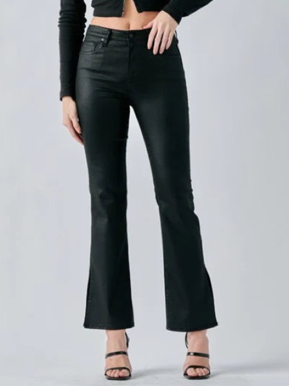 Hidden Los Angeles Coated Split Hem Jeans Women’s Size 25 Bootcut Biker Grunge